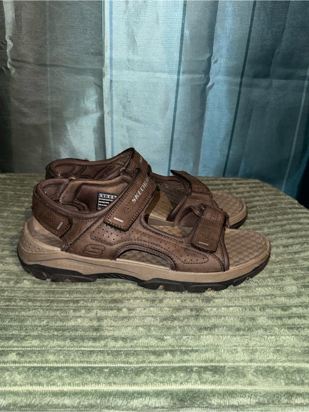 Skechers Men’s Brown and Tan Dual-Strap Outdoor Sandals